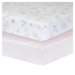 Living Textiles Crib & Bed Sheets*- Cotton Jersey Fitted Sheet, Pink Gingham