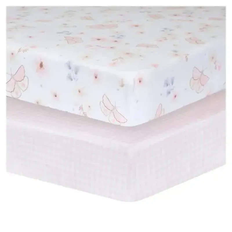 Living Textiles Crib & Bed Sheets*- Cotton Jersey Fitted Sheet, Pink Gingham