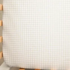Living Textiles Crib & Bed Sheets*- Cotton Jersey Fitted Sheet, Cream Gingham