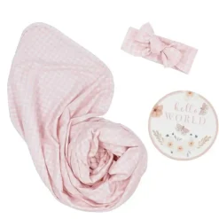 Living Textiles Blanket Gift Set*- Newborn Hello World Gift Set, Pink Gingham