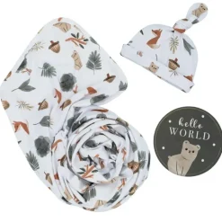 Living Textiles Blanket Gift Set*- Newborn Hello World Gift Set, Forest Retreat