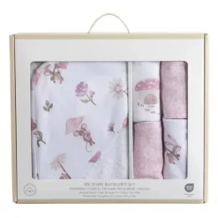 Living Textiles Bath Gift Set|Baby Bath Towels*- 5Pc Bath Gift Set,- Mushroom House