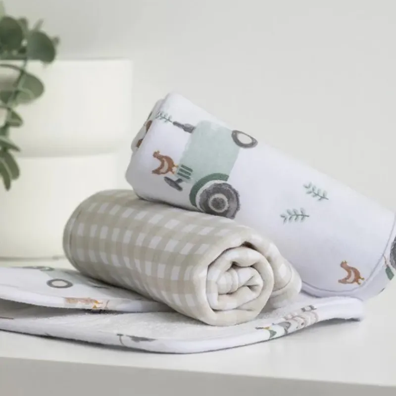 Living Textiles Bath Gift Set|Baby Bath Towels*- 5Pc Bath Gift Set, Tractor Ride