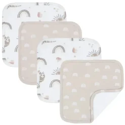 Living Textiles Baby Washcloths*- 4Pk Baby Wash Cloths, Sloth/Rainbow