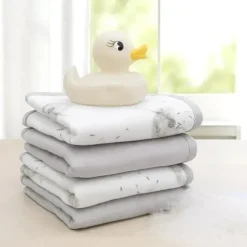Living Textiles Organic|Baby Washcloths*- 4Pk Baby Organic Muslin Washer Cloths, Dandelion