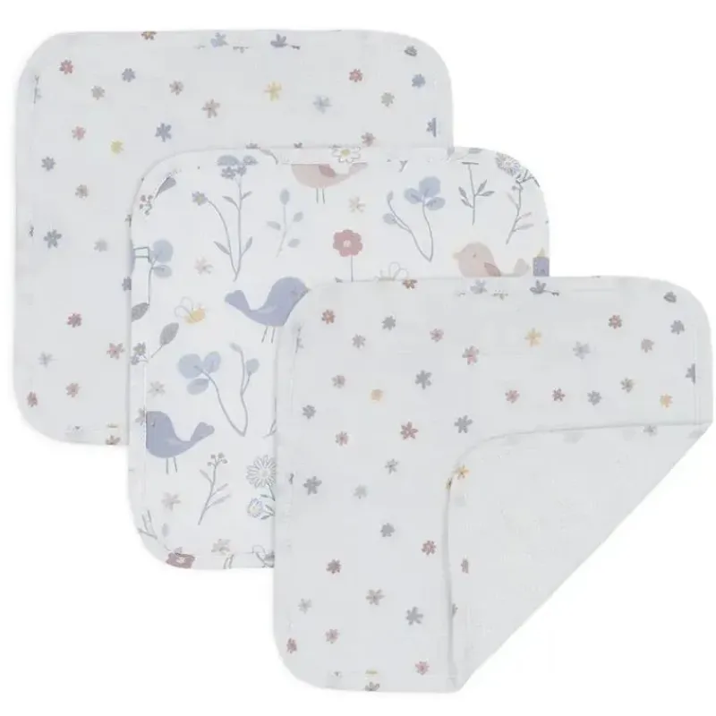 Living Textiles Baby Washcloths*- 3Pk Baby Muslin Wash Cloths, Birds