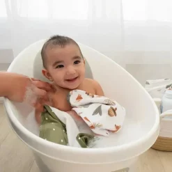 Living Textiles Baby Washcloths*- 4Pk BabyWash Cloths, Forest Retreat/Olive Dots