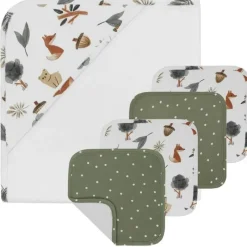 Living Textiles Bath Gift Set|Baby Bath Towels*- 5Pk Bath Gift Set, Forest Retreat