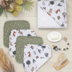 Living Textiles Bath Gift Set|Baby Bath Towels*- 5Pk Bath Gift Set, Forest Retreat