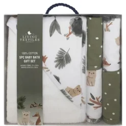 Living Textiles Bath Gift Set|Baby Bath Towels*- 5Pk Bath Gift Set, Forest Retreat