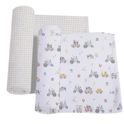 Living Textiles Swaddles & Wearable Blankets*- 2Pk Jersey Swaddle, Tractor Ride