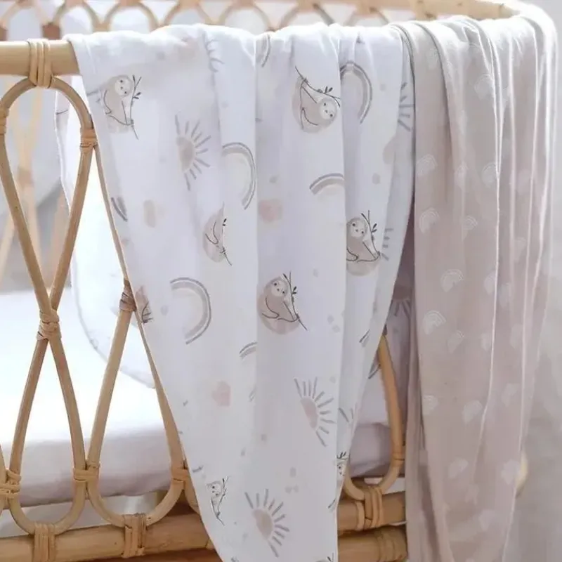 Living Textiles Swaddles & Wearable Blankets*- 2Pk Rainbow Sloth Jersey Swaddle