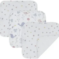 Living Textiles Baby Washcloths*- 3Pk Sweet Tweet Muslin Wash Cloths