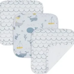 Living Textiles Baby Washcloths*- 3Pk Whale Of A Time Muslin Wash Cloths