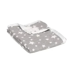 Living Textiles Blankets & Quilts*Cotton Muslin Jacquard Blanket - Grey Star