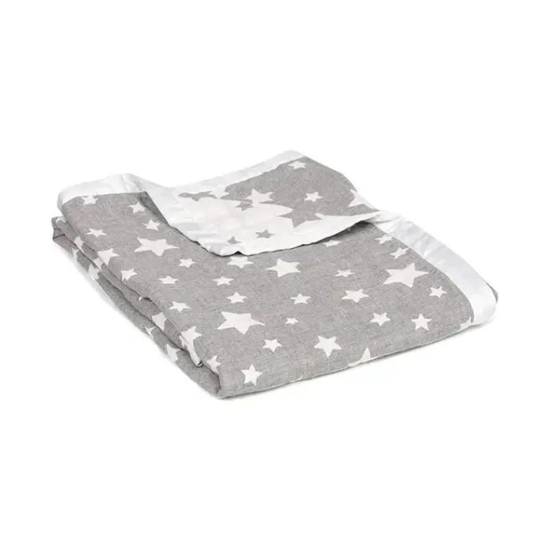 Living Textiles Blankets & Quilts*Cotton Muslin Jacquard Blanket - Grey Star