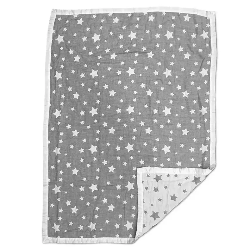 Living Textiles Blankets & Quilts*Cotton Muslin Jacquard Blanket - Grey Star