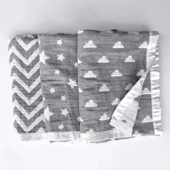 Living Textiles Blankets & Quilts*Cotton Muslin Jacquard Blanket - Grey Star
