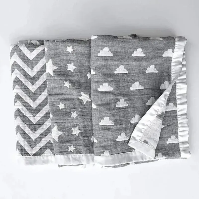 Living Textiles Blankets & Quilts*Cotton Muslin Jacquard Blanket - Grey Star