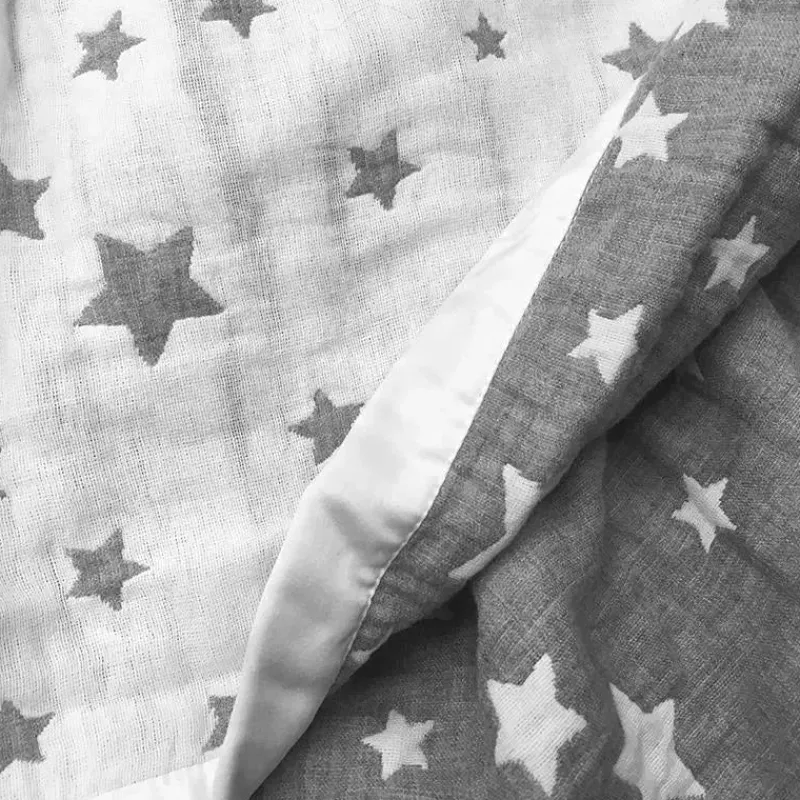 Living Textiles Blankets & Quilts*Cotton Muslin Jacquard Blanket - Grey Star