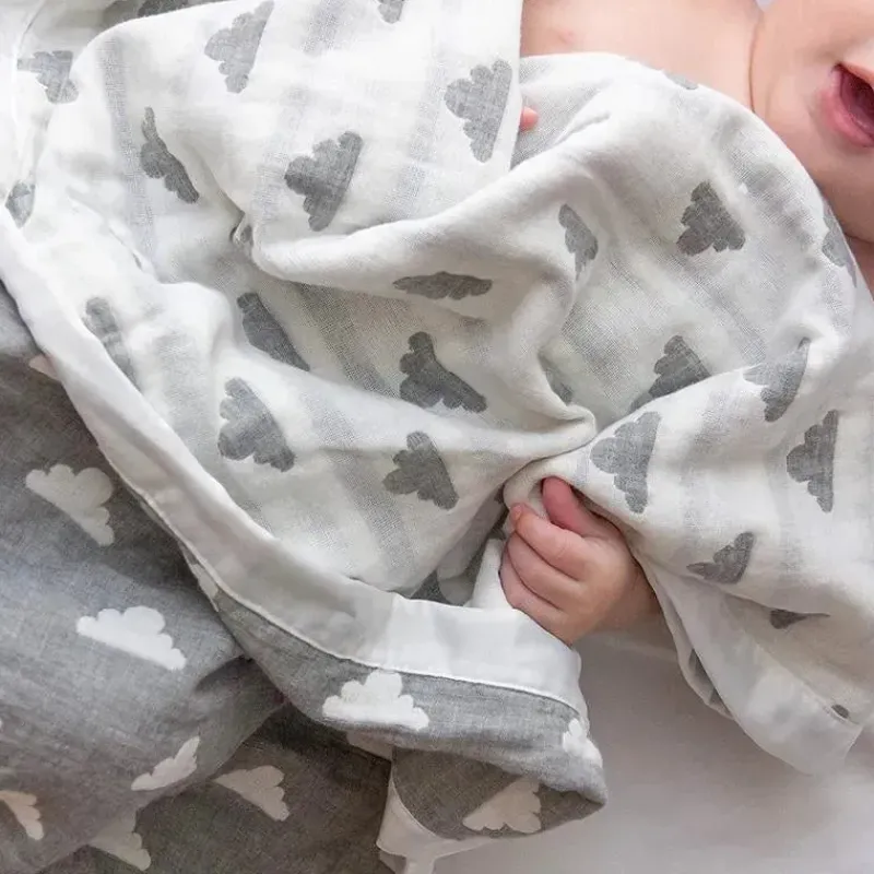 Living Textiles Blankets & Quilts*Cotton Muslin Jacquard Blanket - Grey Star