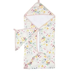 Loulou LOLLIPOP Baby Bath Towels*- Hooded Towel Set, Shell Floral