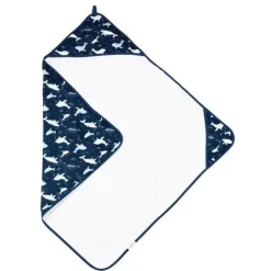 Loulou LOLLIPOP Baby Bath Towels*- Hooded Towel Set, Blue Whales