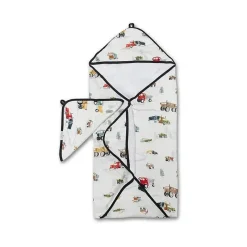 Loulou LOLLIPOP Baby Bath Towels*- Hooded Towel Set, Happy Trucks