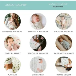 Loulou LOLLIPOP Wearable Blankets*- Muslin Swaddle, Blue Whales