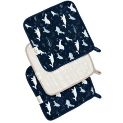 Loulou LOLLIPOP Baby Washcloths*- Washcloth Set - 3Pk, Blue Whales