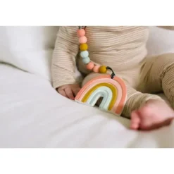 Loulou LOLLIPOP Toys For 0-12 Months|Gift For Baby*Silicone Teether Set, Pastel Rainbow