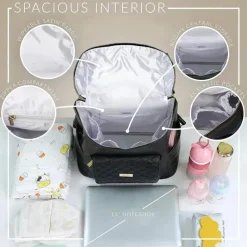 Luli Bebe Diaper Backpacks*- Monaco Diaper Bag Backpack, Ebony-Black