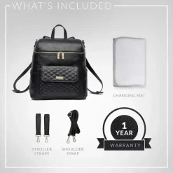 Luli Bebe Diaper Backpacks*- Monaco Diaper Bag Backpack, Ebony-Black
