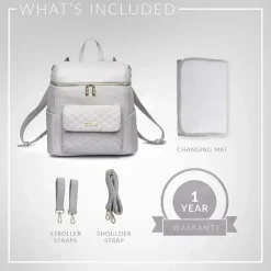 Luli Bebe Diaper Backpacks*- Monaco Diaper Bag Backpack, Stone-Grey
