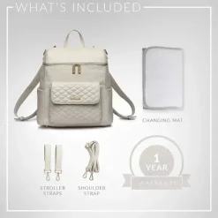 Luli Bebe Diaper Backpacks*- Monaco Diaper Bag Backpack, Pearl-White