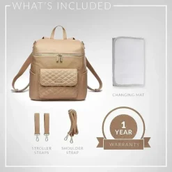 Luli Bebe Diaper Backpacks*- Monaco Diaper Bag Backpack, Latte-Brown