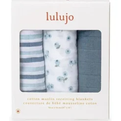 Lulujo Baby Blankets & Quilts*Lulujo - 3Pk Blueberries Muslin Receiving Blankets