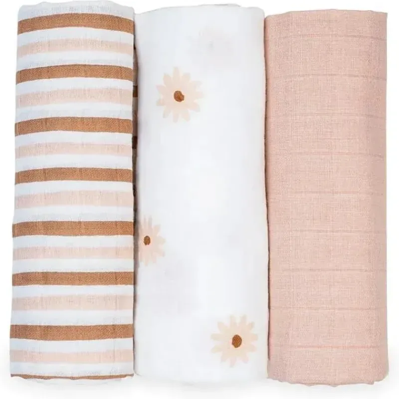 Lulujo Baby Blankets & Quilts*Lulujo - 3Pk Daisies Muslin Receiving Blankets