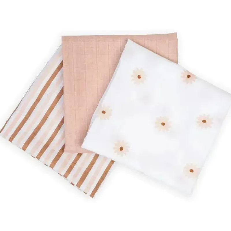 Lulujo Baby Blankets & Quilts*Lulujo - 3Pk Daisies Muslin Receiving Blankets
