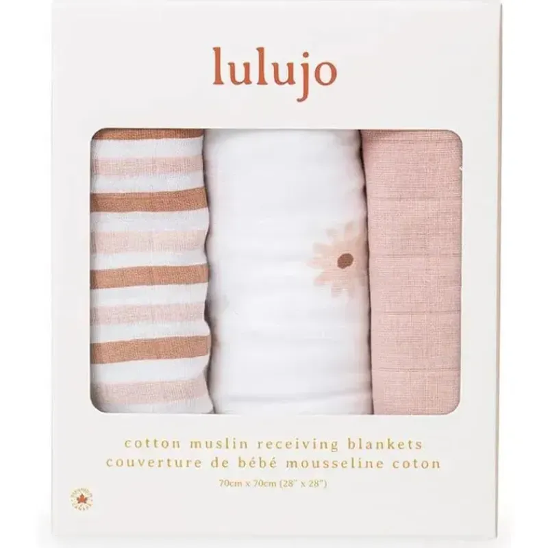 Lulujo Baby Blankets & Quilts*Lulujo - 3Pk Daisies Muslin Receiving Blankets
