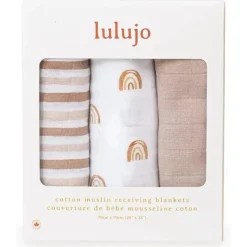 Lulujo Baby Blankets & Quilts*Lulujo - 3Pk Rainbows Muslin Receiving Blankets