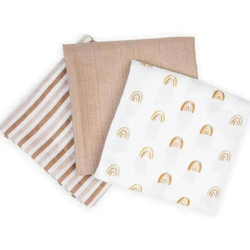 Lulujo Baby Blankets & Quilts*Lulujo - 3Pk Rainbows Muslin Receiving Blankets