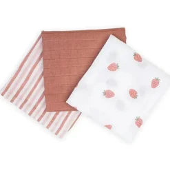 Lulujo Baby Blankets & Quilts*Lulujo - 3Pk Strawberries Muslin Receiving Blankets