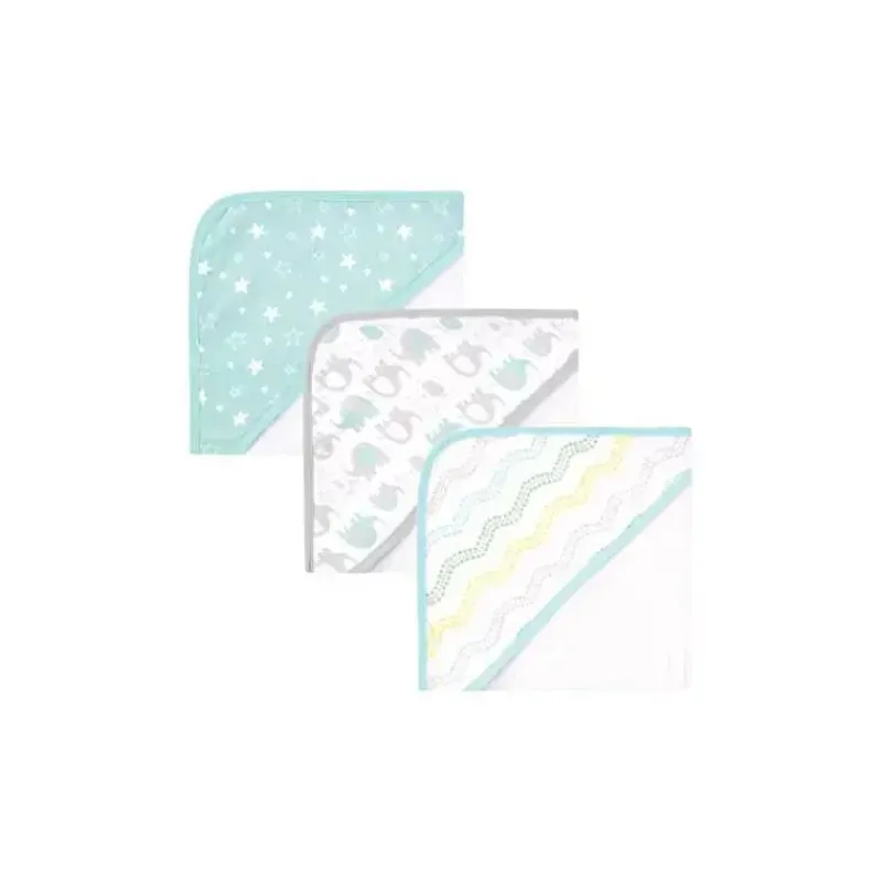 Baby Vision Baby Bath Towels*Luvable Friends - 3Pk Basic Elephant Unisex Baby Cotton Terry Hooded Towels