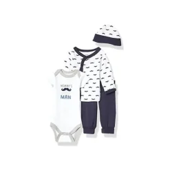 Baby Vision Preemie Clothing*Luvable Friends - 4Pk Mustache Baby Boy Cotton Preemie Layette Set