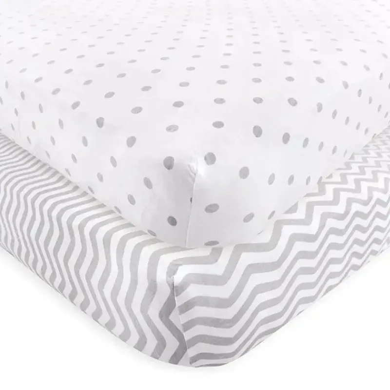 Baby Vision Crib & Bed Sheets*Luvable Friends - Unisex Baby Fitted Crib Sheet, Gray Chevron Dot