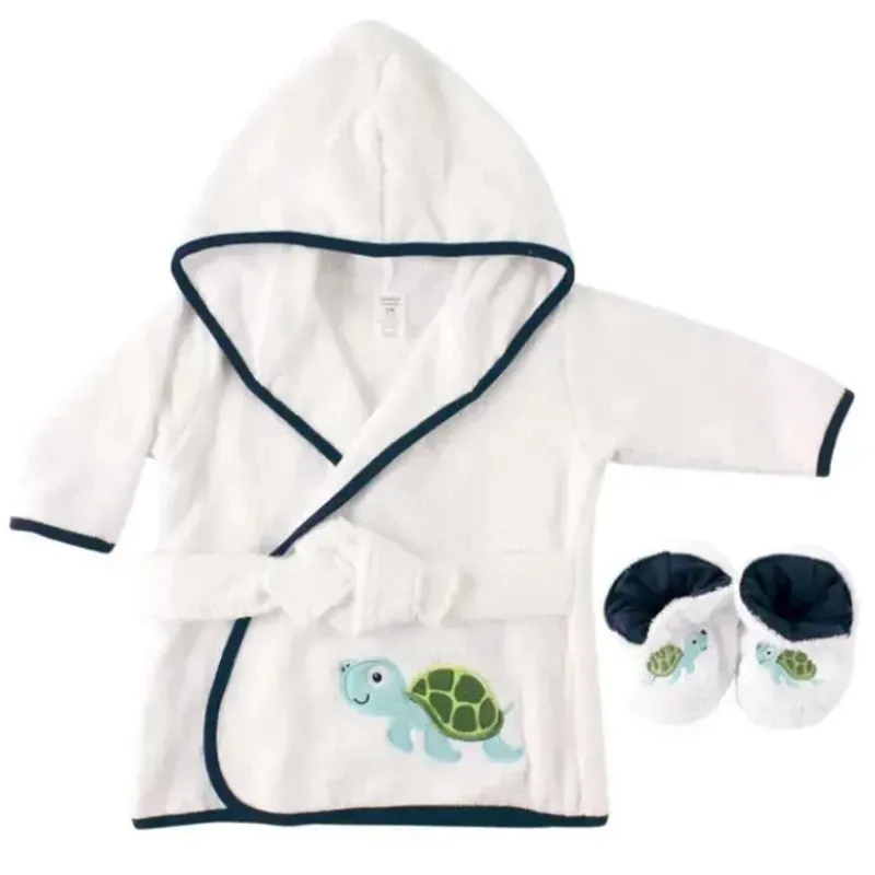 Luvable Friends Baby Robes*Bathrobe W/ Slippers, Turtle