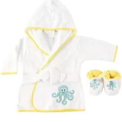Luvable Friends Bath Gift Set|Baby Robes*Bathrobe W/ Slippers, Octopus