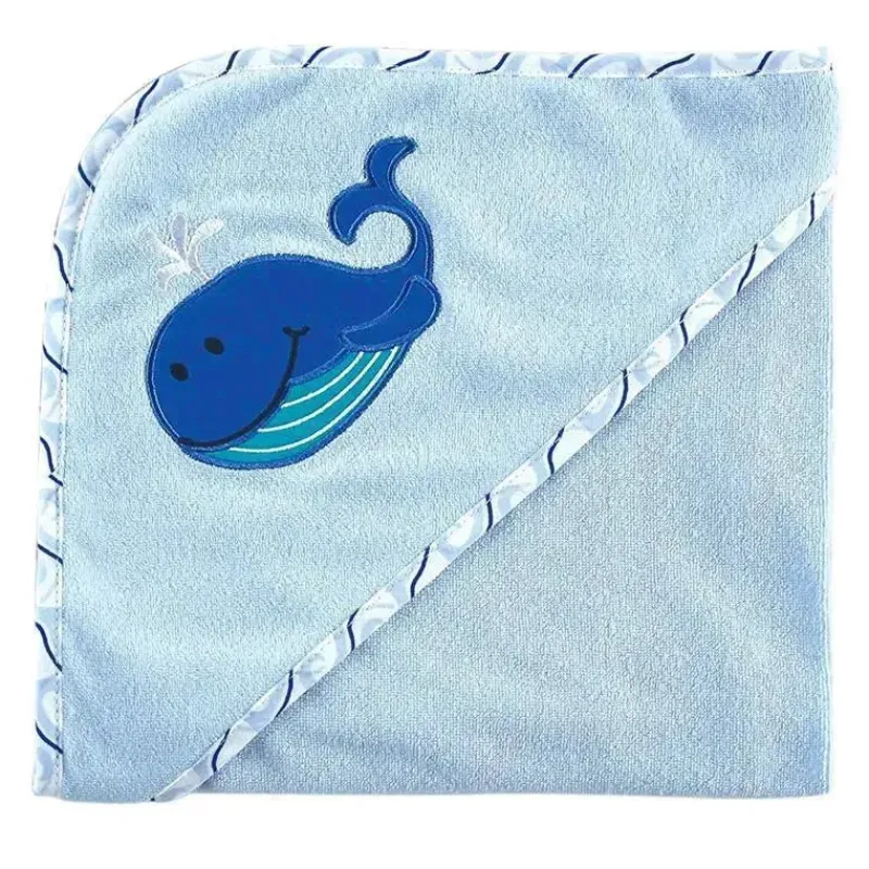 Luvable Friends Baby Bath Towels*Hooded Towel, Blue Whale