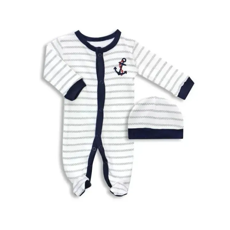 Luvable Friends Preemie Clothing*Preemie Sleep N Play & Cap, Baby Boy Anchor